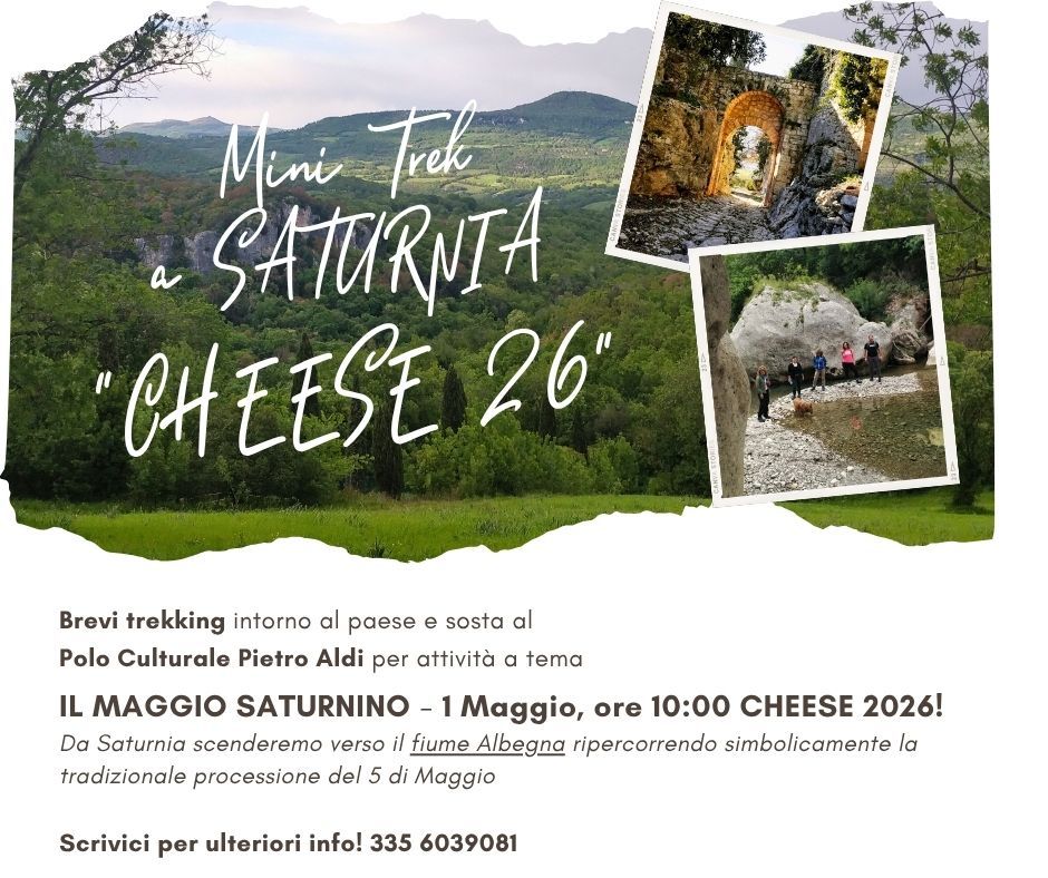 Trekking guidato Saturnia natura tradizione archeologia 1 maggio cheese 2026