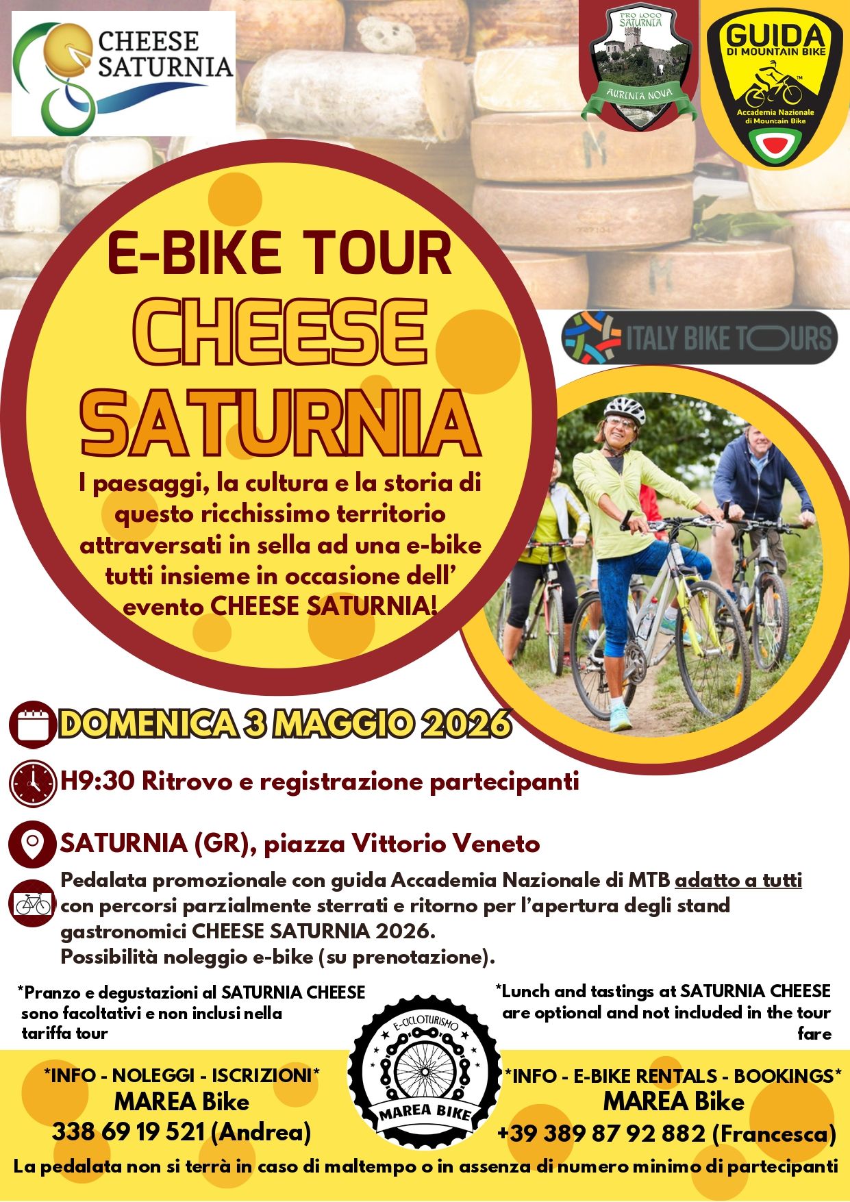 Bike saturnia escursione guidata maremma cheese 2026